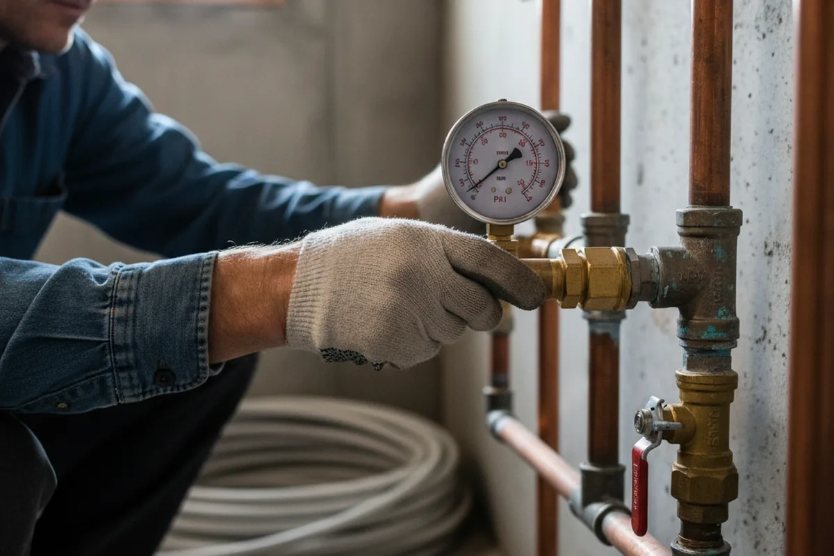 Pressure testing a repaired line during Water Line Repair in Dunnellon